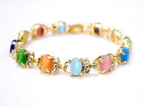 Multi-Color Opal Crystal Bangle Bracelet with Clasp