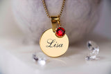 Custom Engraved Birthstone Necklace - Personalised Name - Special Words Gift