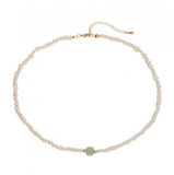 AA Pearl & Green Jade Choker Necklace - Wedding/Birthday Gift