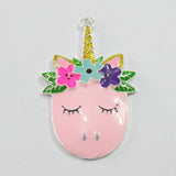 10pcs Cartoon Unicorn Head Pendants, Full Enamel, 50mm*33mm