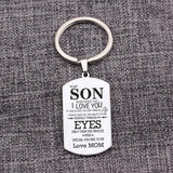 Son Gift Keychain Stainless Steel Dog Tag Pendant Love Mom Charm Jewelry