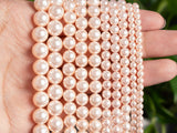 Pink Shell Pearl Beads Round Shape Size Options 4/6/8/10mm