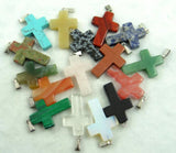 Natural Stone Crystal Charms Cross Pendants for Jewelry Making