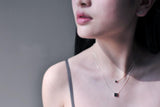 925 Silver Square Double Necklaces For Women