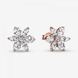 925 Silver Snowflake Zircon Earrings Wedding Jewelry