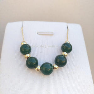 Natural Green Jade Pearl Pendant Necklace Long Oval Wedding Party Birthday Gift