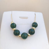 Natural Green Jade Pearl Pendant Necklace Long Oval Wedding Party Birthday Gift