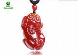 Chinese Natural Red Agate Pixiu Pendant Necklace
