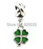 50pcs Silver Plated Clover Charms Pendant Beads for Bracelet DIY