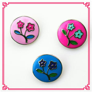 12pcs/lot Mix Enamel Flower Snap Buttons Diy 18 mm Snap Jewelry Pendants