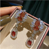 Pigeon Blood Red Water Drop Ruby Earrings