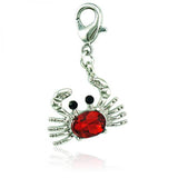 Floating Red Rhinestone Crab Fish Dangle Charms for DIY Jewelry