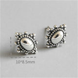 925 Silver Stud Earrings Oval Femme Vintage Earings Jewelry
