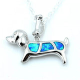 Fire Opal Dog Pendant Necklace in 925 Sterling Silver