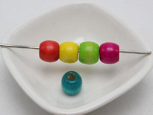 100 Mixed Barrel Wood Beads 12mm with Big Hole