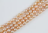 7mm Pink Rice Freshwater Pearl Loose Beads DIY Jewelry