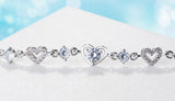 925 Silver Double Heart Round Zircon Bracelet for Women