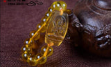 Natural Topaz Buddha Lucky Amulet Round Beads Bracelet Jewelry