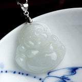 Burmese Jadeite Maitreya Buddha Pendant Necklace for Women