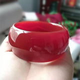 Zheru Natural Agate Chalcedony 54-64mm Red Bracelet Princess Jewelry