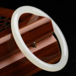 Natural Hetian Jade Round Bar 54-64mm Bracelet Princess Jewelry