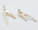 Baroque Pearl Stud Earrings Silver Avant Garde Lady Jewelry