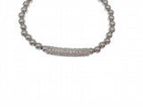 Stainless Steel Beads Bracelet with CZ Bar for Women