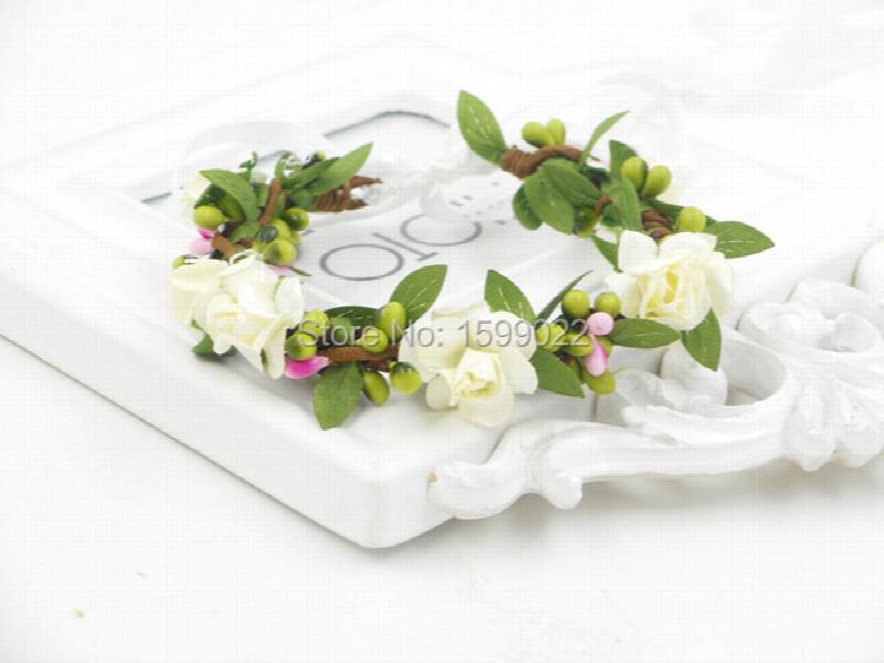 6pcs Ivory Corsage Flower Bracelet for Bridesmaids Boho Wedding Hand Accessories
