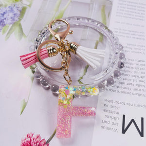 Sequin Letter Keychain Tassel Butterfly Pendant Acrylic Initial Al