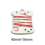 10pcs Enamel/Chunky Rhinestone Bobbin Card Pendants For Necklace Making