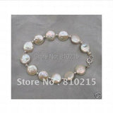 Freshwater Coin Pearl Bracelet AA 13-14MM 7.5inch Pearl Jewelry