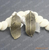 Antique Bronze Feather Shape Pendant Charm 40PCS