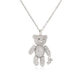 Bear Pendant Necklace for Women with Cubic Zirconia - Christmas Jewelry