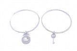 Rhinestone Lock & Key Drop Bangle Bracelet