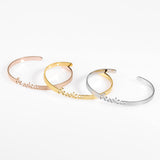 Personalized Stainless Steel Name Bangle with Frosted and Gilded Finish