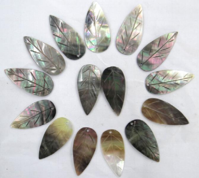Quartz Crystal Abalone Leaf Charms Pendant DIY Jewelry Necklace