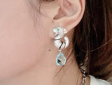 S925 Sterling Silver Water Drop Zircon Crystal Earrings DIY Accessory