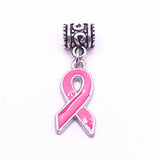 100pcs Pink Ribbon Charms for DIY Jewelry Making