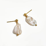 Freshwater Pearl Charm Stud Earring Minimalist Baroque Design