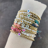 Freshwater Pearl Bracelet Braided Stone Golden Beads Lucky Rope