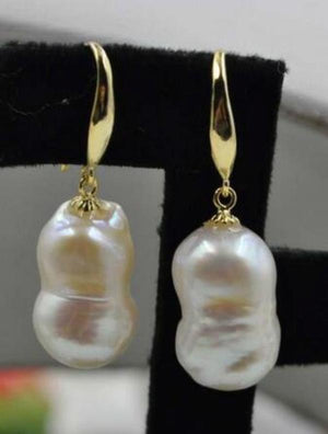 Natural Australian South Sea Pearl Gourd Earrings 14K/20 Hook