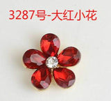 Red Crystal Rhinestone Flower Button Clasp Jewelry Making Supplies