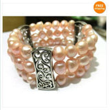 Elastic Baroque 8-9MM Multicolor Freshwater Pearl Bracelet