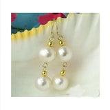 Double Round Freshwater Pearl Dangle Earrings