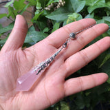 Rose Quartz Pendulum Divination Pendant Crystal Reiki Healing Stone