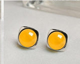 S925 Silver Inlaid Agate Earrings