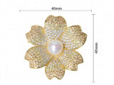 14K Plated Natural Pearl Ins Fine Brooch Costume Jewelry