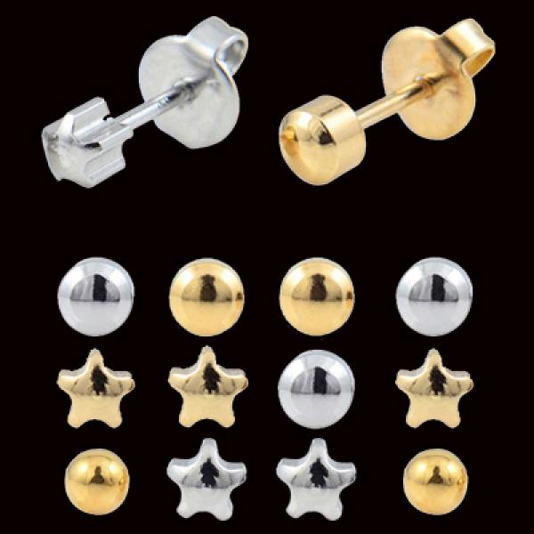 12Pairs Surgical Steel CZ Birthstone Earrings Crystal Studs