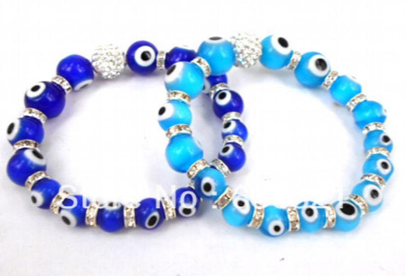 Dark & Lake Blue Evil Eye Crystal Bracelet