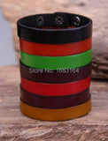 Khaki Biker Leather Wristband Bracelet Cuff Unisex 1.1cm Width Mens